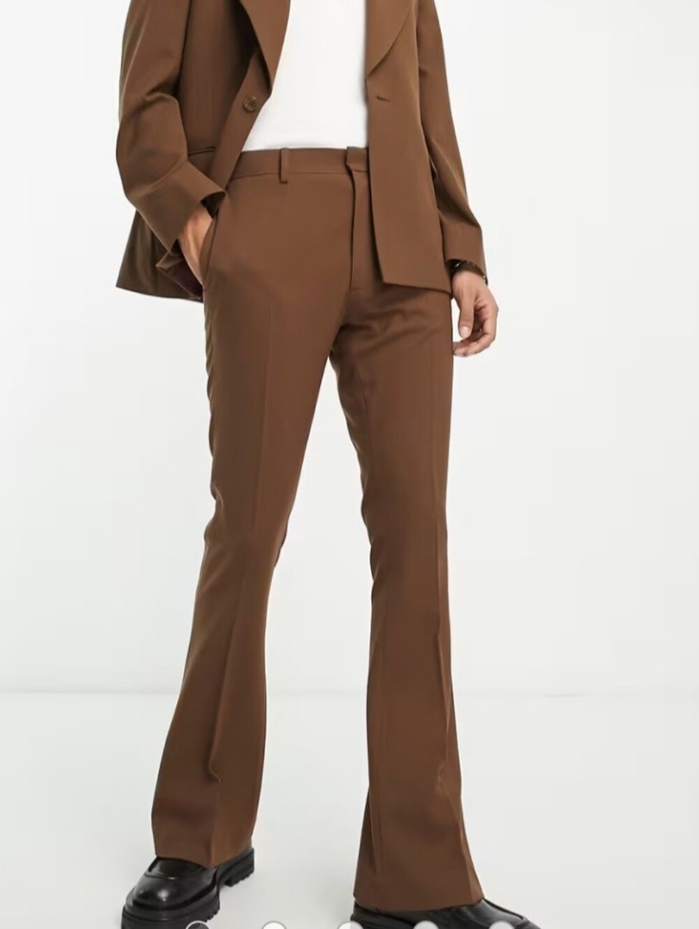 Asos Flared Trousers Pants in Warm Brown Size 28x30
